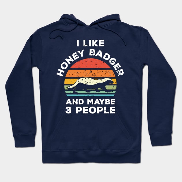 I Like Honey Badger and Maybe 3 People, Retro Vintage Sunset with Style Old Grainy Grunge Texture Hoodie by Ardhsells